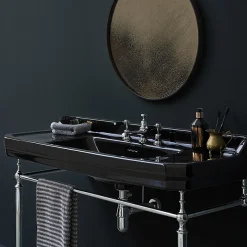 Urlington Bathroom Burlington Jet Black Edwardian 3TH 120cm Basin & Chrome Wash Stand 8 Urlington Bathroom Burlington Jet Black Edwardian 3TH 120cm Basin & Chrome Wash Stand -Croydex shop jet123th d1
