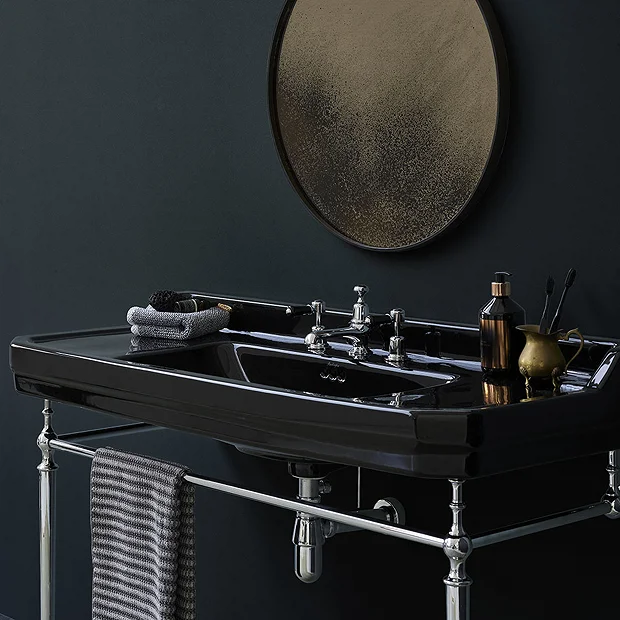 Urlington Bathroom Burlington Jet Black Edwardian 3TH 120cm Basin & Chrome Wash Stand 5 Urlington Bathroom Burlington Jet Black Edwardian 3TH 120cm Basin & Chrome Wash Stand - Image 3