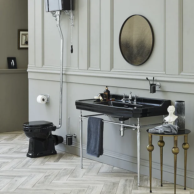 Urlington Bathroom Burlington Jet Black Edwardian 3TH 120cm Basin & Chrome Wash Stand 6 Urlington Bathroom Burlington Jet Black Edwardian 3TH 120cm Basin & Chrome Wash Stand - Image 4