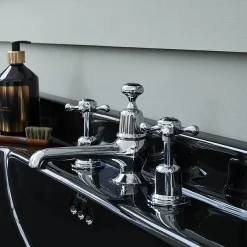 Urlington Bathroom Burlington Jet Black Edwardian 3TH 120cm Basin & Chrome Wash Stand