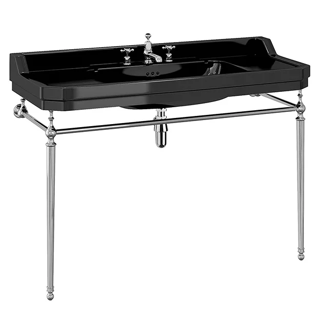 Urlington Bathroom Burlington Jet Black Edwardian 3TH 120cm Basin & Chrome Wash Stand 4 Urlington Bathroom Burlington Jet Black Edwardian 3TH 120cm Basin & Chrome Wash Stand - Image 2
