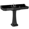 Urlington Bathroom Burlington Jet Black Edwardian 3TH 120cm Basin & Classic Pedestal -Croydex shop jet123thp l