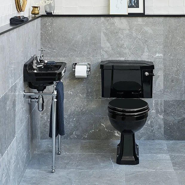 Urlington Bathroom Burlington Jet Black Close Coupled WC With 520mm Lever Cistern 3 Urlington Bathroom Burlington Jet Black Close Coupled WC With 520mm Lever Cistern
