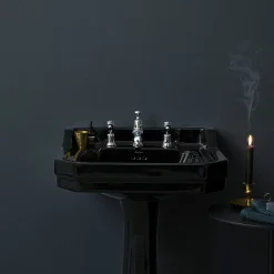 Urlington Bathroom Burlington Jet Black Edwardian 56cm Basin With Standard Pedestal