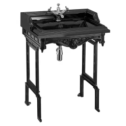 Urlington Bathroom Burlington Jet Black Classic 65cm Basin & Black Aluminium Basin Stand