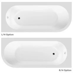 Arezz J-Shaped Shower Bath (1700mm With Screen + Curved Panel)