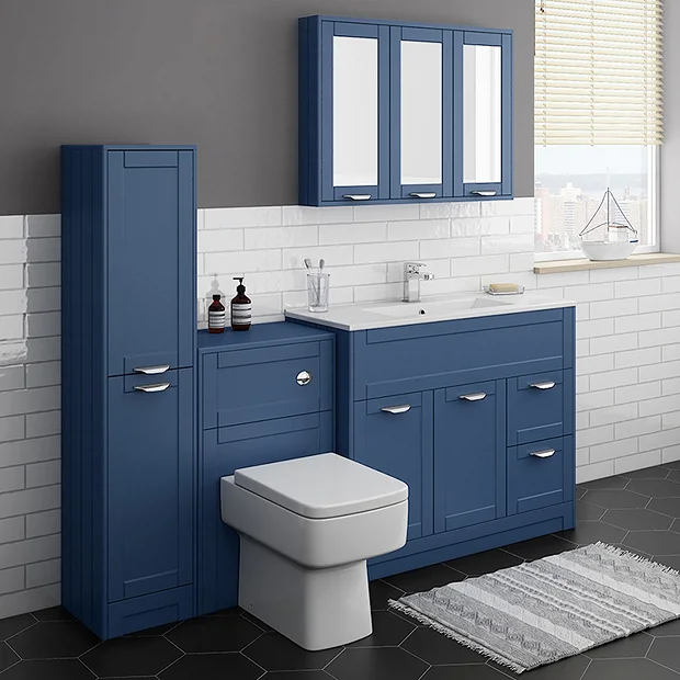 Keswick Blue 1015mm Sink Vanity Unit, Tall Boy + Toilet Package 4 Keswick Blue 1015mm Sink Vanity Unit, Tall Boy + Toilet Package - Image 2