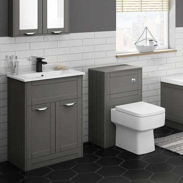 Keswick Grey 620mm Sink Vanity Unit + Toilet Package 4 Keswick Grey 620mm Sink Vanity Unit + Toilet Package - Image 2