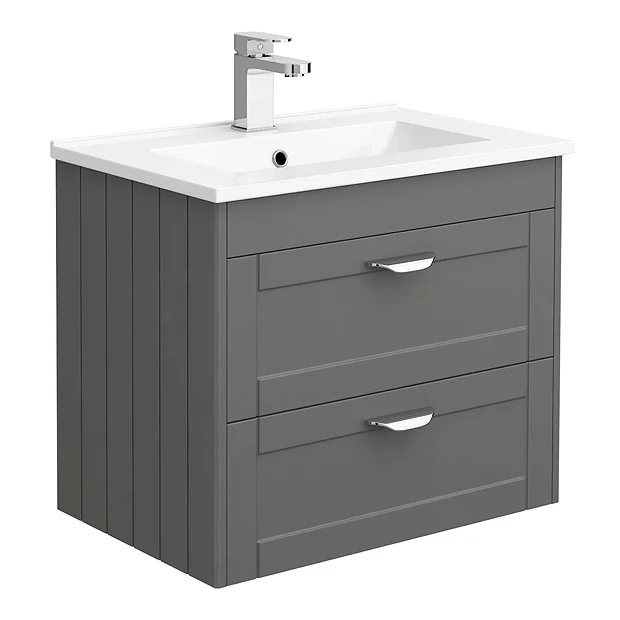 Keswick Grey Wall Hung 2-Drawer Vanity Unit + Toilet Package 5 Keswick Grey Wall Hung 2-Drawer Vanity Unit + Toilet Package - Image 3