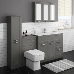 Keswick Grey 1015mm Sink Vanity Unit, Tall Boy + Toilet Package -Croydex shop kesgrypk7 l