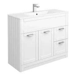 Keswick White 1015mm Sink Vanity Unit, Tall Boy + Toilet Package -Croydex shop keswhtpk7 d1