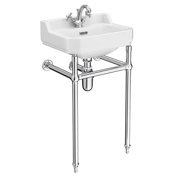 Keswick Traditional 500mm Basin & Chrome Wash Stand 4 Keswick Traditional 500mm Basin & Chrome Wash Stand - Image 2