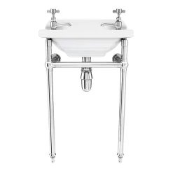 Keswick Traditional 515mm Cloakroom Basin 2TH & Chrome Wash Stand -Croydex shop ktcb2thw d3