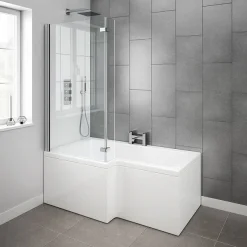 Milan Bathroom Milan Shower Bath - 1500mm L Shaped With Hinged Screen + Panel -Croydex shop l1500hs d2