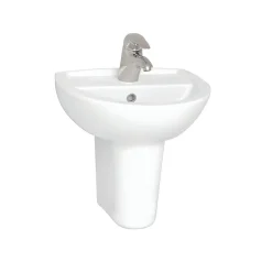 Vitra - Layton Cloakroom Basin And Half Pedestal - 2 Tap Hole