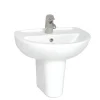 VitrA - Layton Basin And Half Pedestal - 1 Tap Hole - 3 Size Options -Croydex shop lay551thhpl