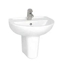 VitrA - Layton Basin And Half Pedestal - 1 Tap Hole - 3 Size Options
