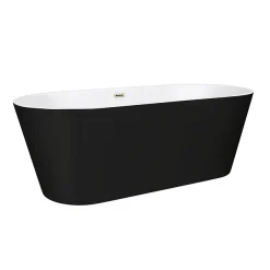 Klyn Bathroom Brooklyn Matt Black Exterior 1700 X 800mm Double Ended Freestanding Bath With Brushed Brass Waste -Croydex shop lbt25blkebb d3