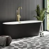 Klyn Bathroom Brooklyn Matt Black Exterior 1700 X 800mm Double Ended Freestanding Bath With Brushed Brass Waste -Croydex shop lbt25blkebb l1