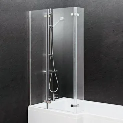 Milan Bathroom Milan Square Shower Bath - 1700mm Inc. Double Hinged Screen + MDF Panel -Croydex shop lshapedshowerbath1700mmincmdffrontpaneldoublehingedscreennewd1