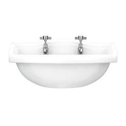 Victorian Plumbing Monaco Traditional Wall Hung Cloakroom Basin (500mm Wide - 2 Tap Hole) -Croydex shop m5whb2th d2