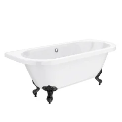 Victorian Plumbing Admiral 1685 Back To Wall Roll Top Bath + Matt Black Leg Set -Croydex shop mbadmiral1685b d2