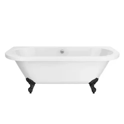 Victorian Plumbing Admiral 1685 Back To Wall Roll Top Bath + Matt Black Leg Set -Croydex shop mbadmiral1685b n d1