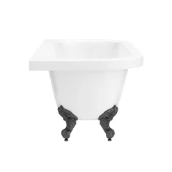 Victorian Plumbing Admiral 1685 Back To Wall Roll Top Bath + Matt Black Leg Set -Croydex shop mbadmiral1685b n d2