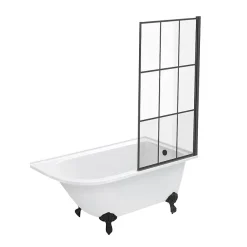 Victorian Plumbing Appleby 1550 Roll Top Shower Bath With Matt Black Grid Screen + Leg Set -Croydex shop mbap15bs n d1
