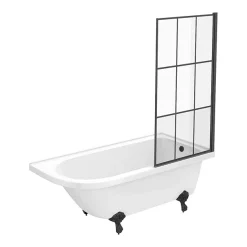 Victorian Plumbing Appleby 1700 Roll Top Shower Bath With Matt Black Grid Screen + Leg Set -Croydex shop mbap17bs n d5