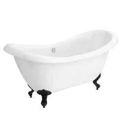 Victorian Plumbing Earl 1750 Double Ended Roll Top Slipper Bath + Matt Black Leg Set -Croydex shop mbearl1750b n d2