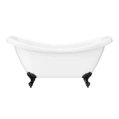 Victorian Plumbing Earl 1750 Double Ended Roll Top Slipper Bath + Matt Black Leg Set -Croydex shop mbearl1750b n d4