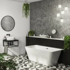 Victorian Plumbing Mileto Square Back To Wall Modern Bath (1500 X 760mm)
