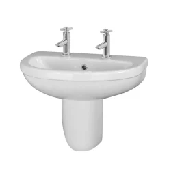 Milton Accessible Bathroom Milton 550 X 445 Wall Hung Basin With Semi Pedestal (2 Tap Hole) -Croydex shop mc5sp2thd1