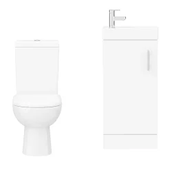 Milan Bathroom Milan Minimalist Compact Floor Standing Vanity Unit + Knedlington Close Coupled Toilet -Croydex shop mcfsvkcct n d4