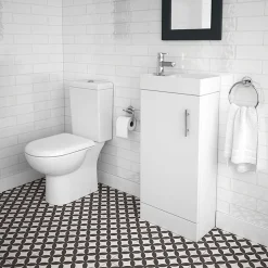 Milan Bathroom Milan Minimalist Compact Floor Standing Vanity Unit + Knedlington Close Coupled Toilet