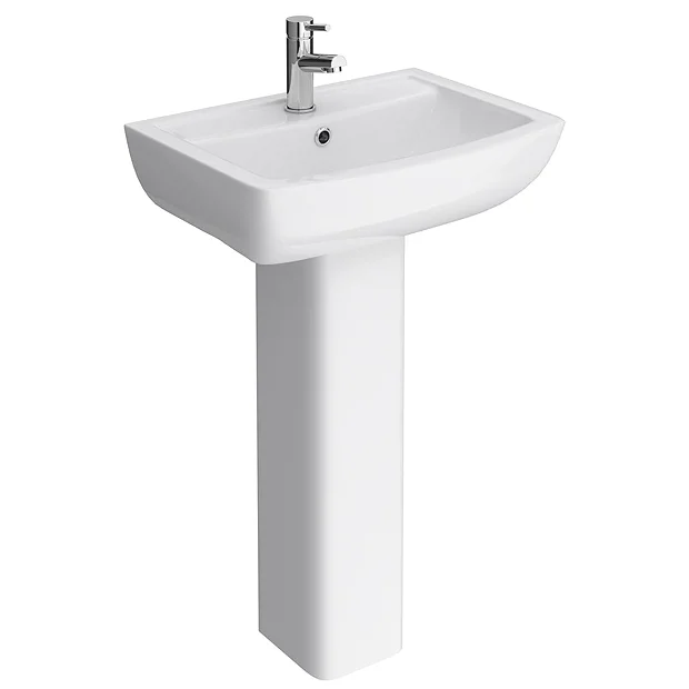 Milan Bathroom Milan Basin With Full Pedestal (550mm Wide - 1 Tap Hole) 4 Milan Bathroom Milan Basin With Full Pedestal (550mm Wide - 1 Tap Hole) - Image 2