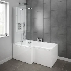 Milan Bathroom Milan Shower Bath - 1500mm L Shaped With Double Hinged Screen + Panel 9 Milan Bathroom Milan Shower Bath - 1500mm L Shaped With Double Hinged Screen + Panel -Croydex shop milanshowerbath1500mmlshapedwithdoublehingedscreenpaneldetail1