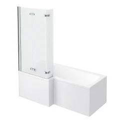 Milan Bathroom Milan Square Shower Bath - 1700mm Inc. Double Hinged Screen + MDF Panel -Croydex shop milanshowerbath1700mmlshapedwithdoublehingedscreenmdfpaneldetail4