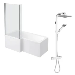 Milan Bathroom Milan Shower Bath + Exposed Shower Pack (1700 L Shaped With Screen + Panel) -Croydex shop milanshowerbathexposedshower l