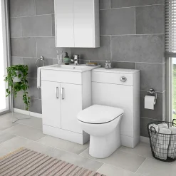 Toreno 1100mm Gloss White Vanity Unit Bathroom Suite - Depth 400/200mm 12 Toreno 1100mm Gloss White Vanity Unit Bathroom Suite - Depth 400/200mm -Croydex shop mod1100pan d5