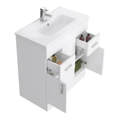 Toreno 1300mm Gloss White Vanity Unit Bathroom Suite - Depth 400/200mm -Croydex shop mod1300vty001c d1