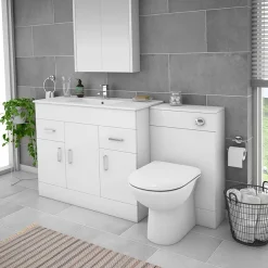 Toreno 1500mm Gloss White Vanity Unit Bathroom Suite - Depth 400/200mm 13 Toreno 1500mm Gloss White Vanity Unit Bathroom Suite - Depth 400/200mm -Croydex shop mod1500 n d3