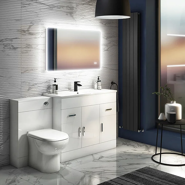 Toreno 1500mm Gloss White Vanity Unit Bathroom Suite - Depth 400/200mm 4 Toreno 1500mm Gloss White Vanity Unit Bathroom Suite - Depth 400/200mm - Image 2