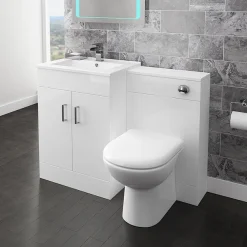 Toreno 500mm BTW Toilet Unit Incl. Cistern + Round Pan (Depth 200mm) -Croydex shop modenahighglosswhitebtwwcunitcisternsoftcloseseatw500xd200mmdetail1