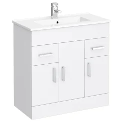 Toreno 1300mm Gloss White Vanity Unit Bathroom Suite - Depth 400/200mm -Croydex shop modenahighglosswhitevanityunitbathroomsuitew1300nwd1