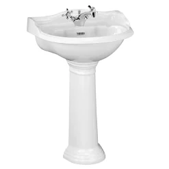 Victorian Plumbing Monaco 600mm 1 Tap Hole Basin + Full Pedestal