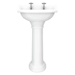 Victorian Plumbing Monaco Traditional Basin + Pedestal (2 Tap Hole) -Croydex shop monbasped d2