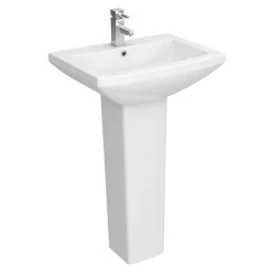 Monza­­ Bathroom Monza Square 550 1TH Basin + Pedestal -Croydex shop monzasquare5501thbasinincpedestal l