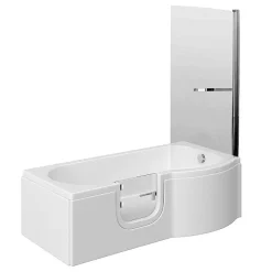 Milton Accessible Bathroom Milton Luxury Walk In 1675mm P Shaped Bath Inc. Screen, Front + End Panels